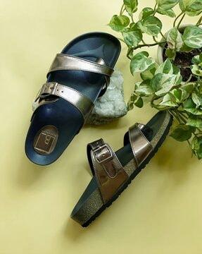 women double-strap flat sandals