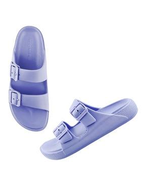 women double-strap open-toe slides