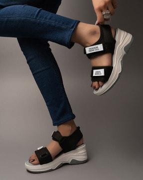 women double-strap platforms