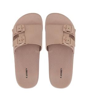 women double-strap slides