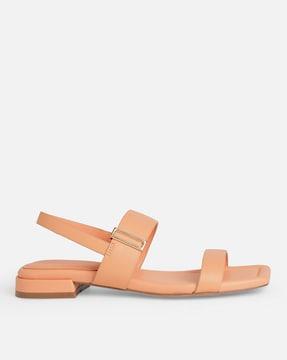 women double-strap slip-on flat sandals