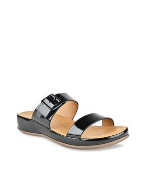 women double-strap slip-on sandals