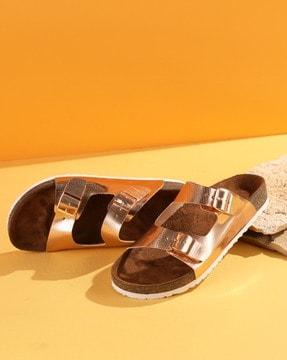 women double-strap slip-on sandals