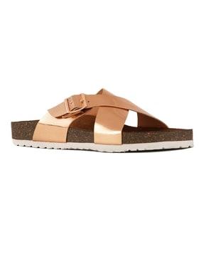 women double-strap slip-on sandals