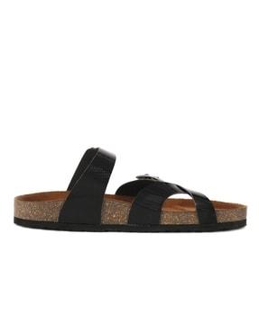 women double-strap slip-on sandals