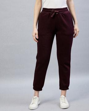 women drawstring waist cuffed joggers