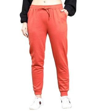 women drawstring waist fitted joggers