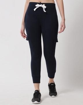 women drawstring waist straight joggers