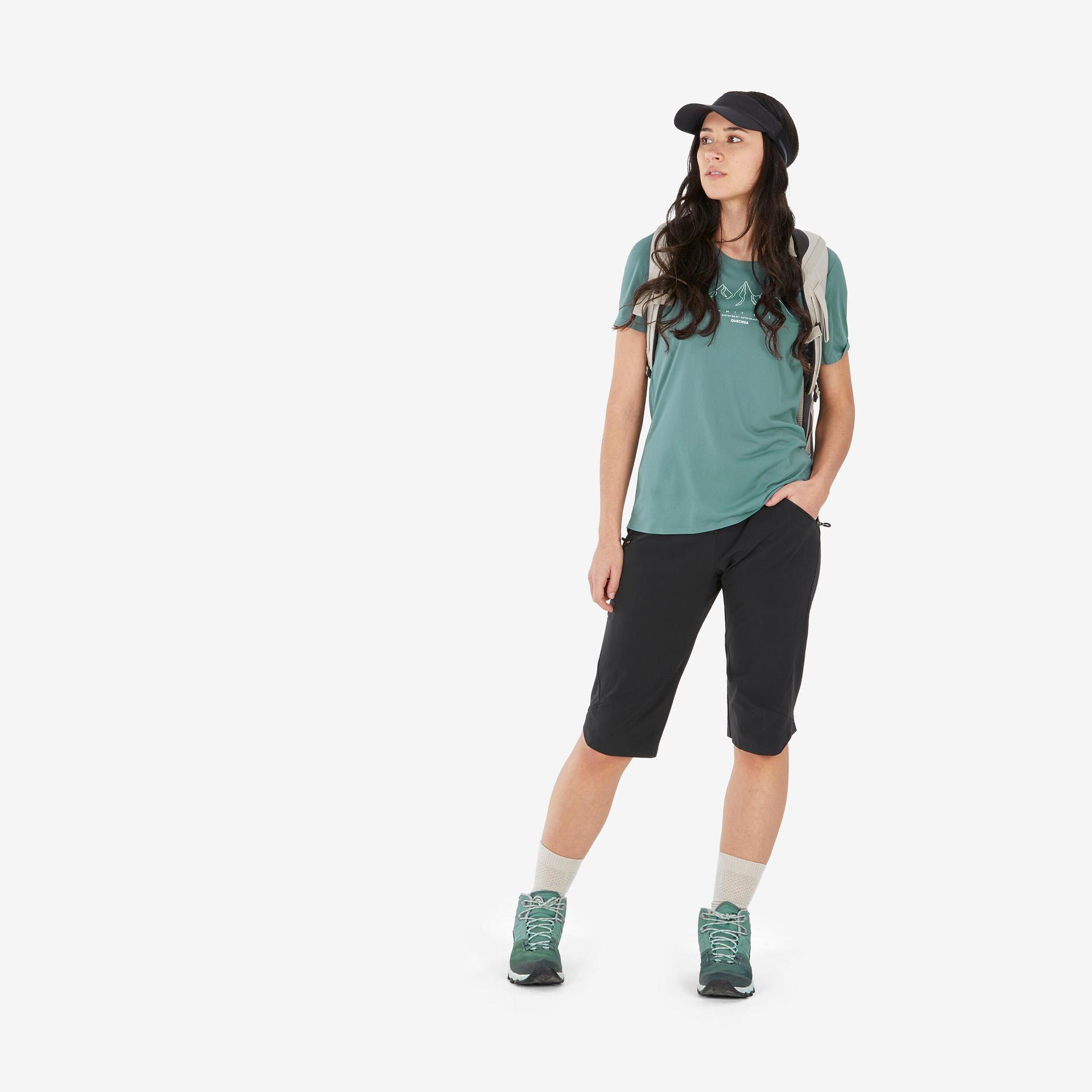 women dry fit activewear light t-shirt ash green  - mh500