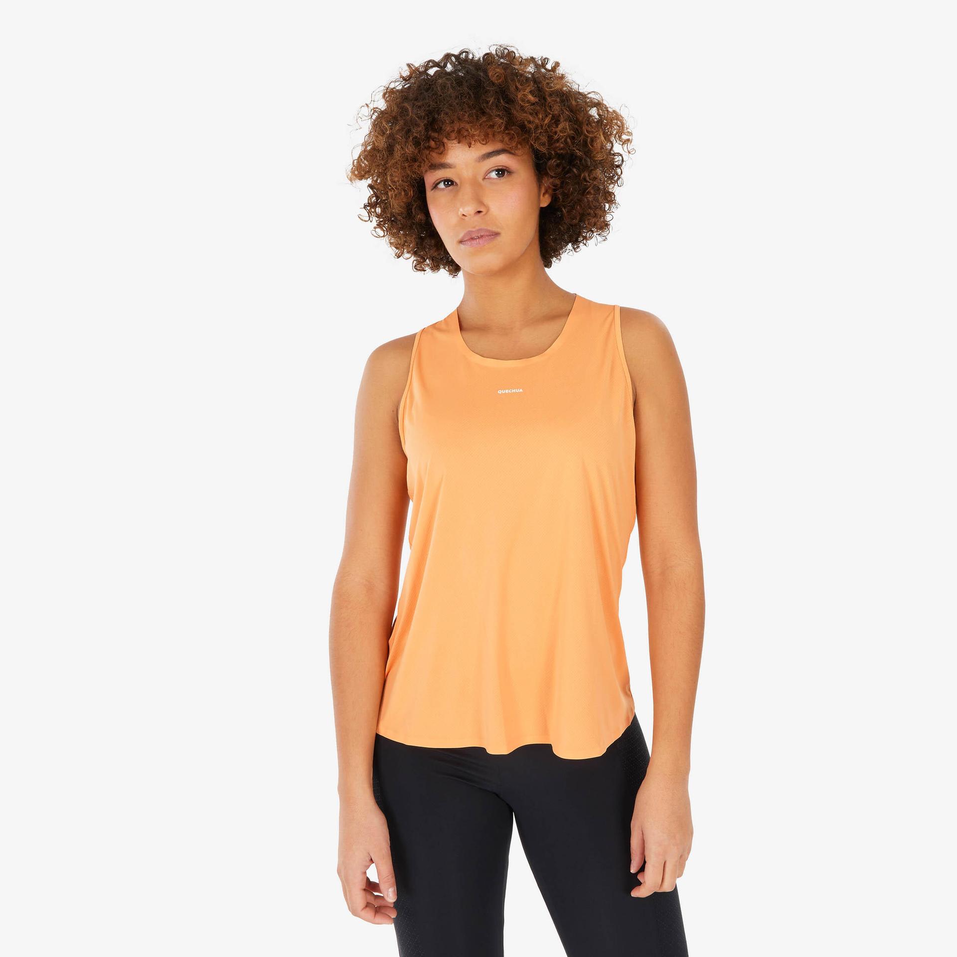 women dry fit ultra-light tank top apricot orange - nh500