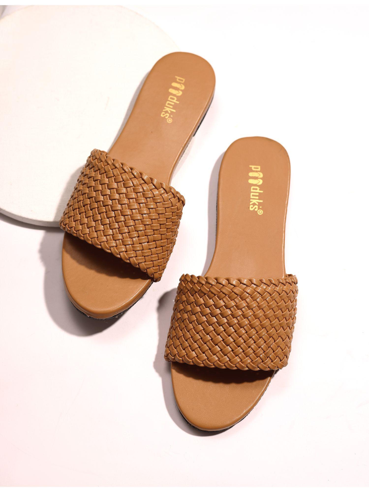 women dua coffee braided flats