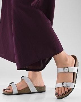 women dual-strap flat sandals