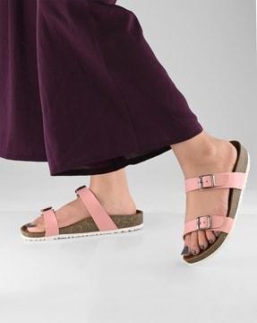 women dual-strap flat sandals