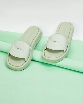 women dual-strap slides