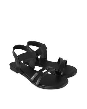 women dual-strap slingback flat sandals