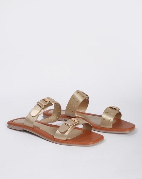 women dual-strap slip-on sandals