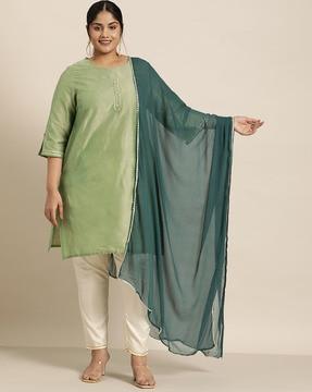 women dupatta with contrast lace border