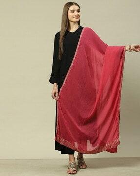 women dupatta with woven border