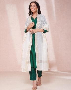 women dupatta with woven border