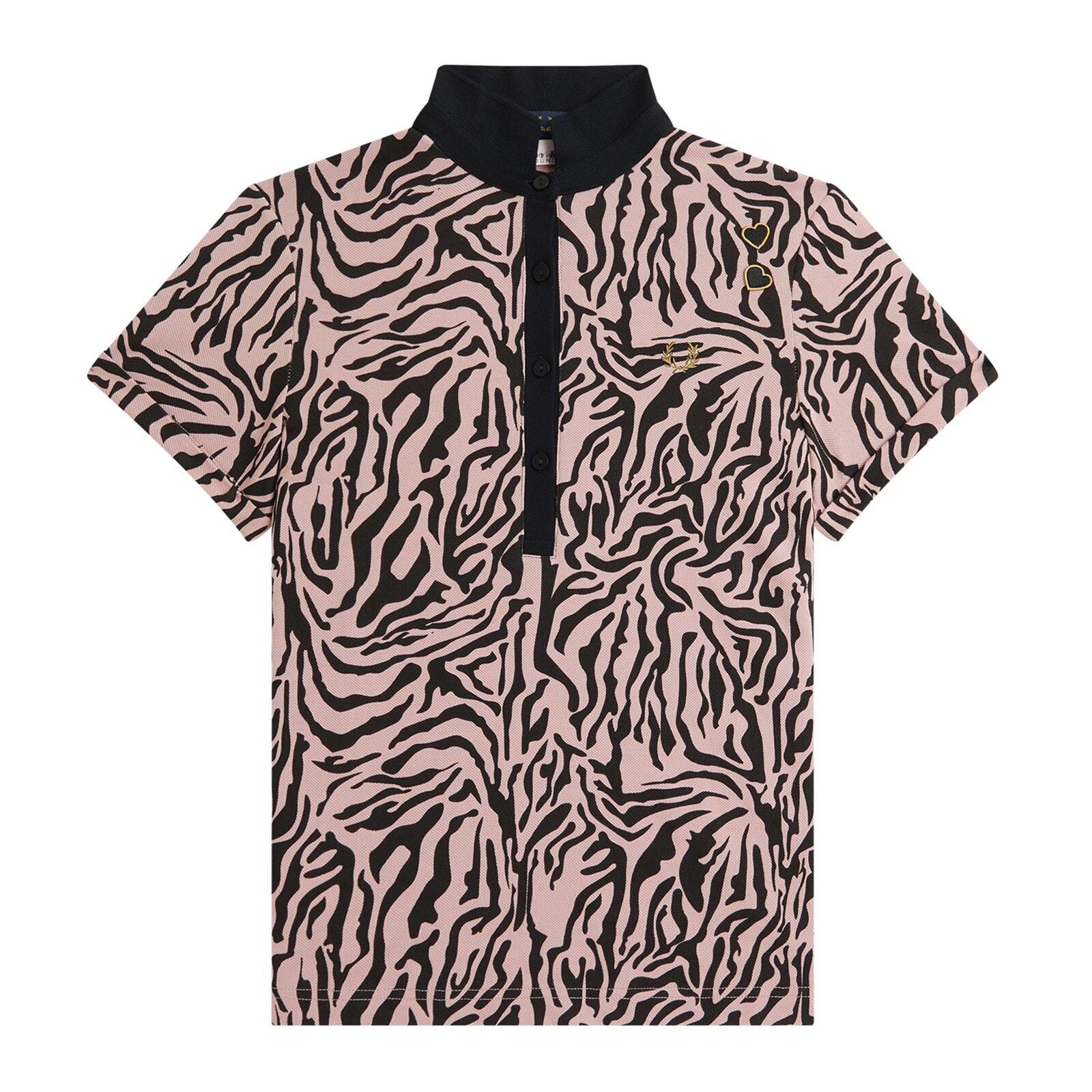 women dusty pink zebra print polo