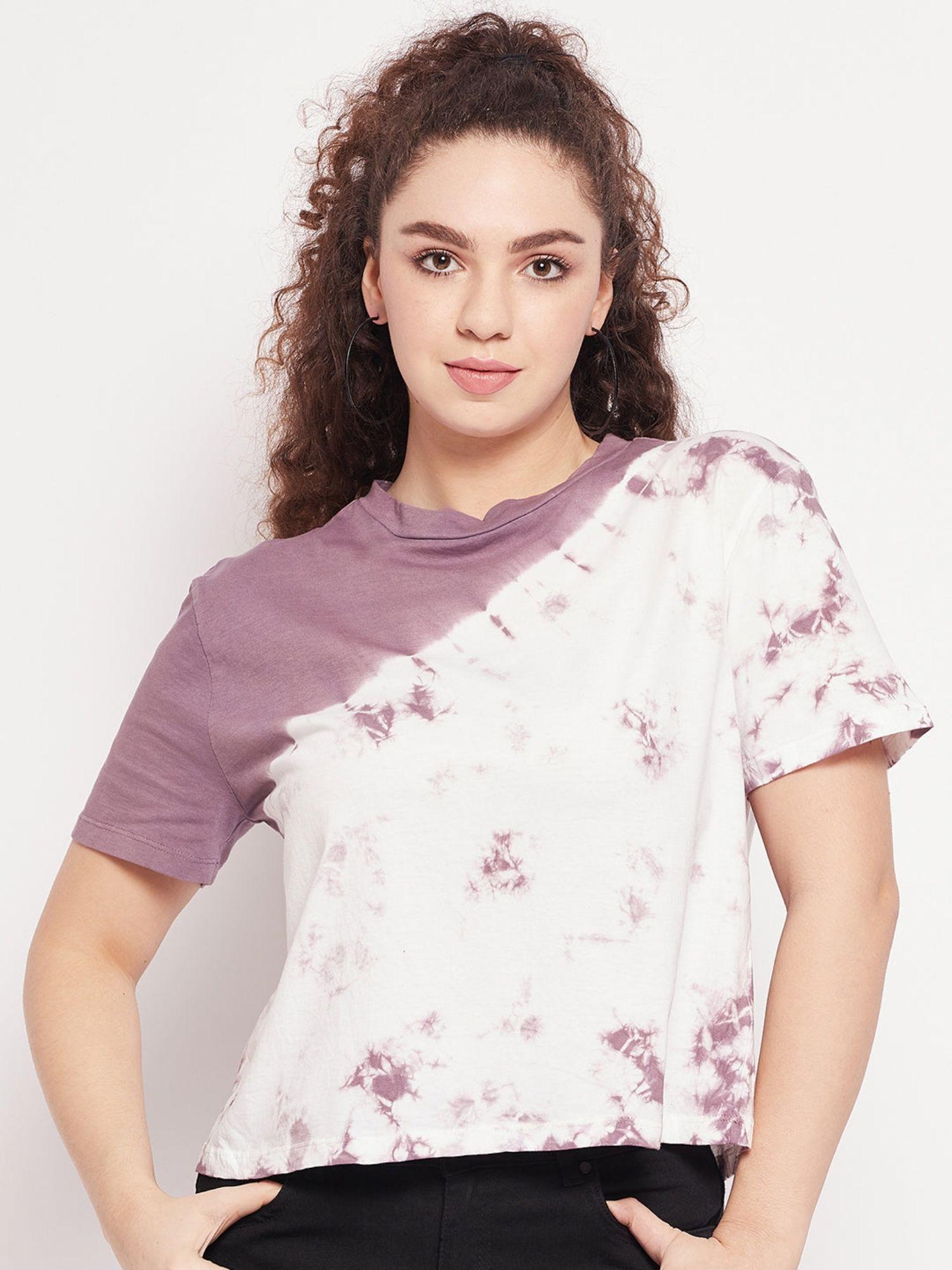 women dyed round neck t-shirt