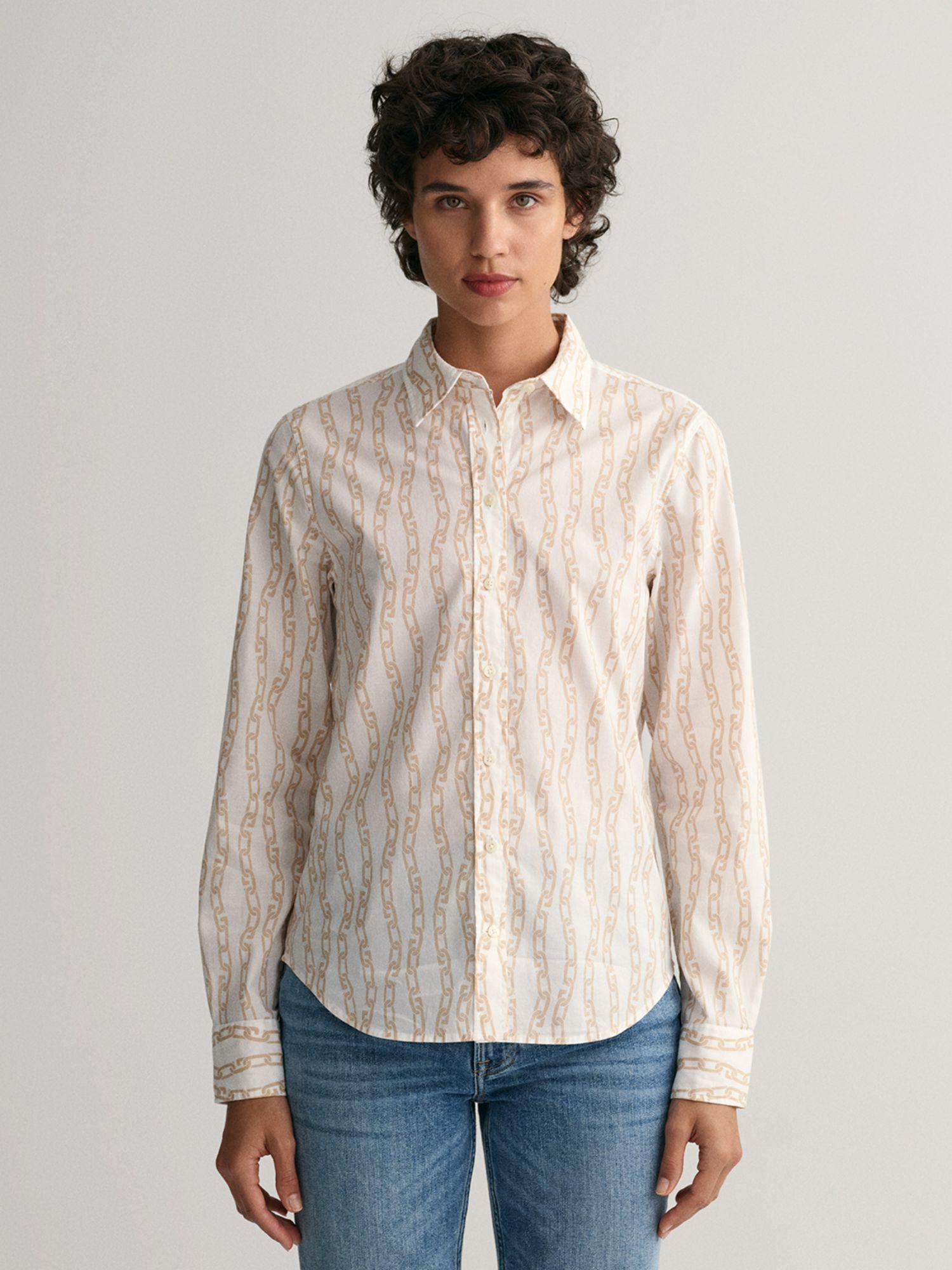 women eggshell chain print shirts