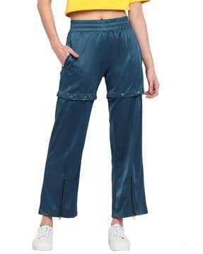 women elasticated track pants with detachable bottoms