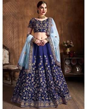 women embellished & embroidered a-line lehenga choli set with dupatta