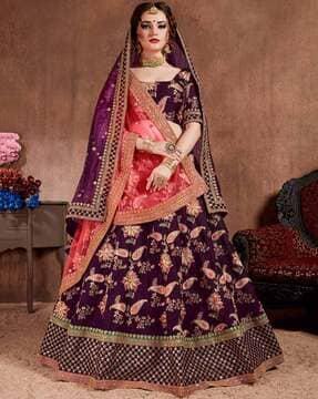 women embellished & embroidered a-line lehenga choli set with dupatta