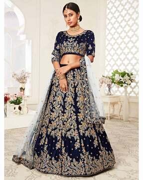 women embellished & embroidered a-line lehenga choli set with dupatta