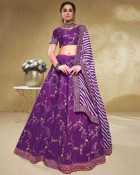 women embellished & embroidered a-line lehenga choli set with dupatta