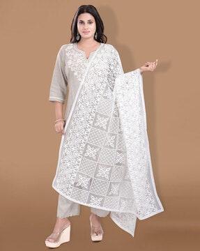 women embellished & embroidered net dupatta