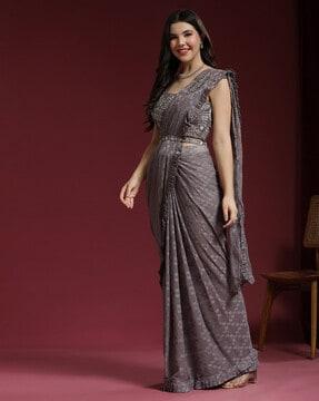 women embellished & embroidered pre-stitched saree