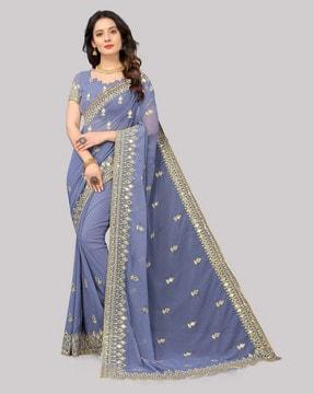 women embellished & embroidered saree with blouse piece