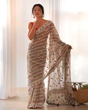 women embellished & embroidered saree