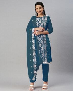 women embellished & embroidered unstitched dress material