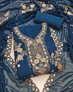women embellished & embroidered unstitched dress material