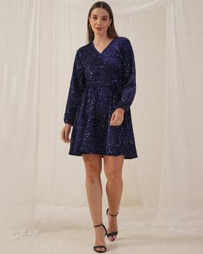 women embellished & embroidery a-line dress