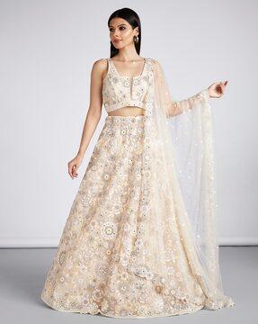 women embellished & embroidery lehenga choli set with dupatta