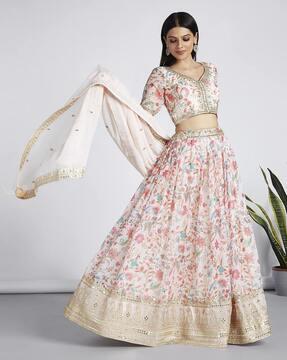 women embellished & embroidery lehenga choli set with dupatta