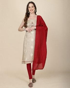 women embellished 3-piece dress material