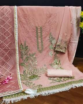 women embellished 3-piece semi-stitched dress material