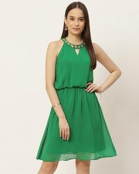 women embellished a-line dress