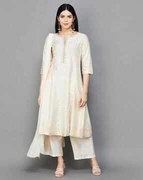 women embellished a-line kurta & palazzos with dupatta