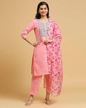 women embellished a-line kurta set