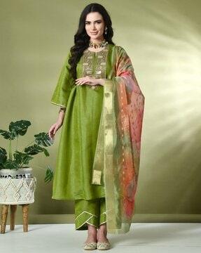 women embellished a-line kurta set