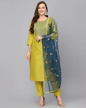 women embellished a-line kurta suit set