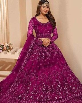 women embellished a-line lehenga choli set with dupatta