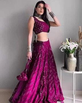 women embellished a-line lehenga choli set with dupatta