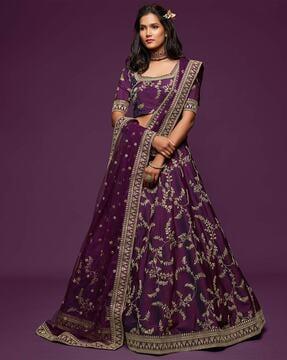 women embellished a-line lehenga choli set with dupatta